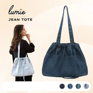 Túi Xách Nữ Jean Tote Vải Jean Dày Dặn Đeo Vai Dây Rút Sức Chứa Lớn Đi Học Đi Làm Đi Chơi Hàng Ngày