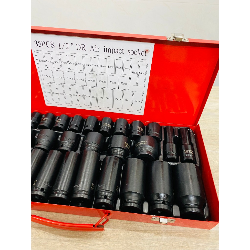 Bộ Khẩu Đen 1/2 Inch 35 Chi Tiết EUROKING TOOLS – Tuýp Mở Bu Lông Thép CRV Cao Cấp, Khẩu Dài & Ngắn
