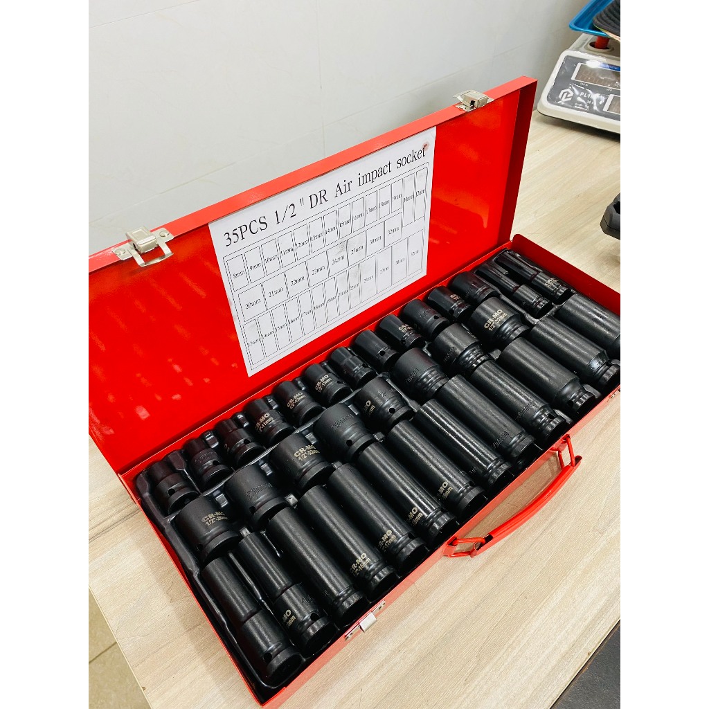 Bộ Khẩu Đen 1/2 Inch 35 Chi Tiết EUROKING TOOLS – Tuýp Mở Bu Lông Thép CRV Cao Cấp, Khẩu Dài & Ngắn