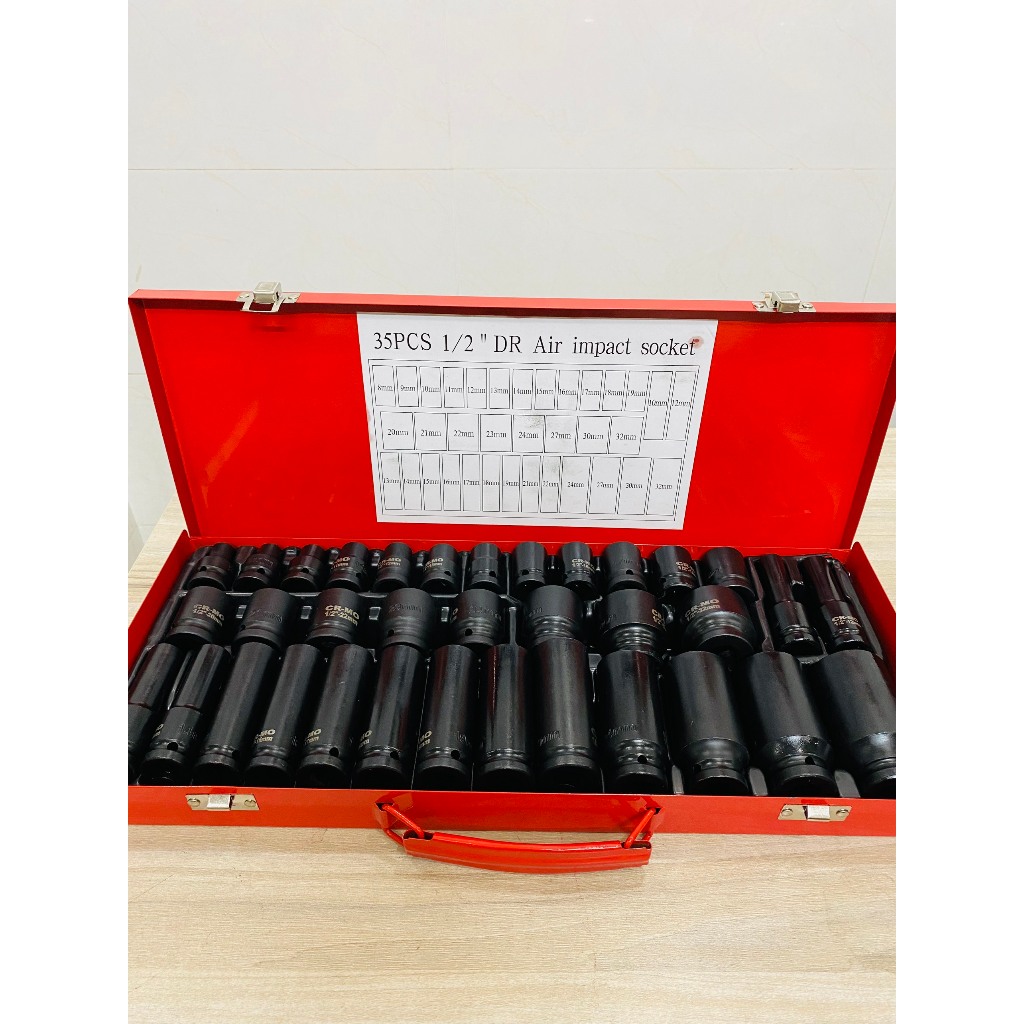 Bộ Khẩu Đen 1/2 Inch 35 Chi Tiết EUROKING TOOLS – Tuýp Mở Bu Lông Thép CRV Cao Cấp, Khẩu Dài & Ngắn