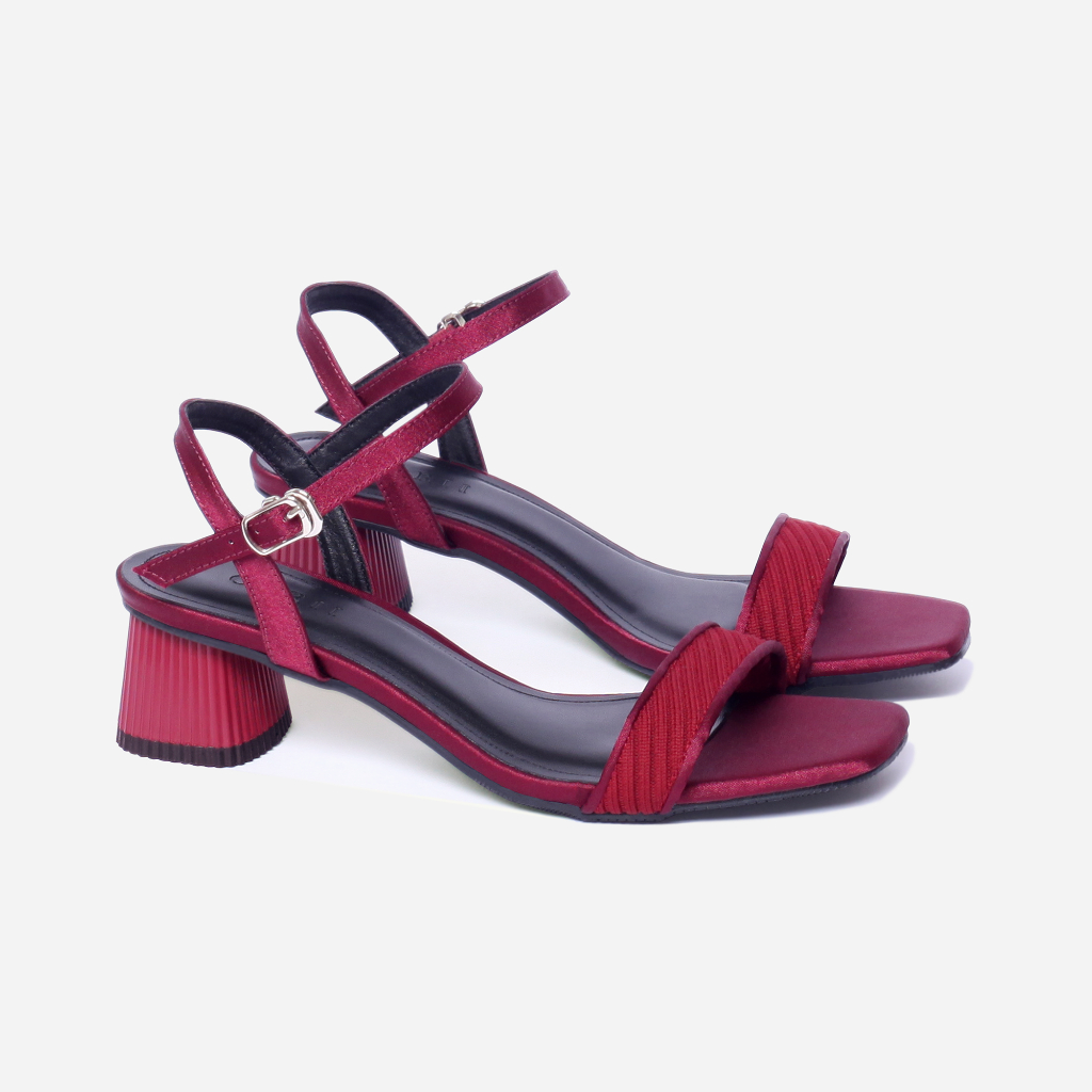 CORII - Giày Sandal Cao Gót Quai Ngang Bản Nhỏ Mũi Vuông Thời Trang và Thoải Mái Nhất - CR6TE25 Đỏ