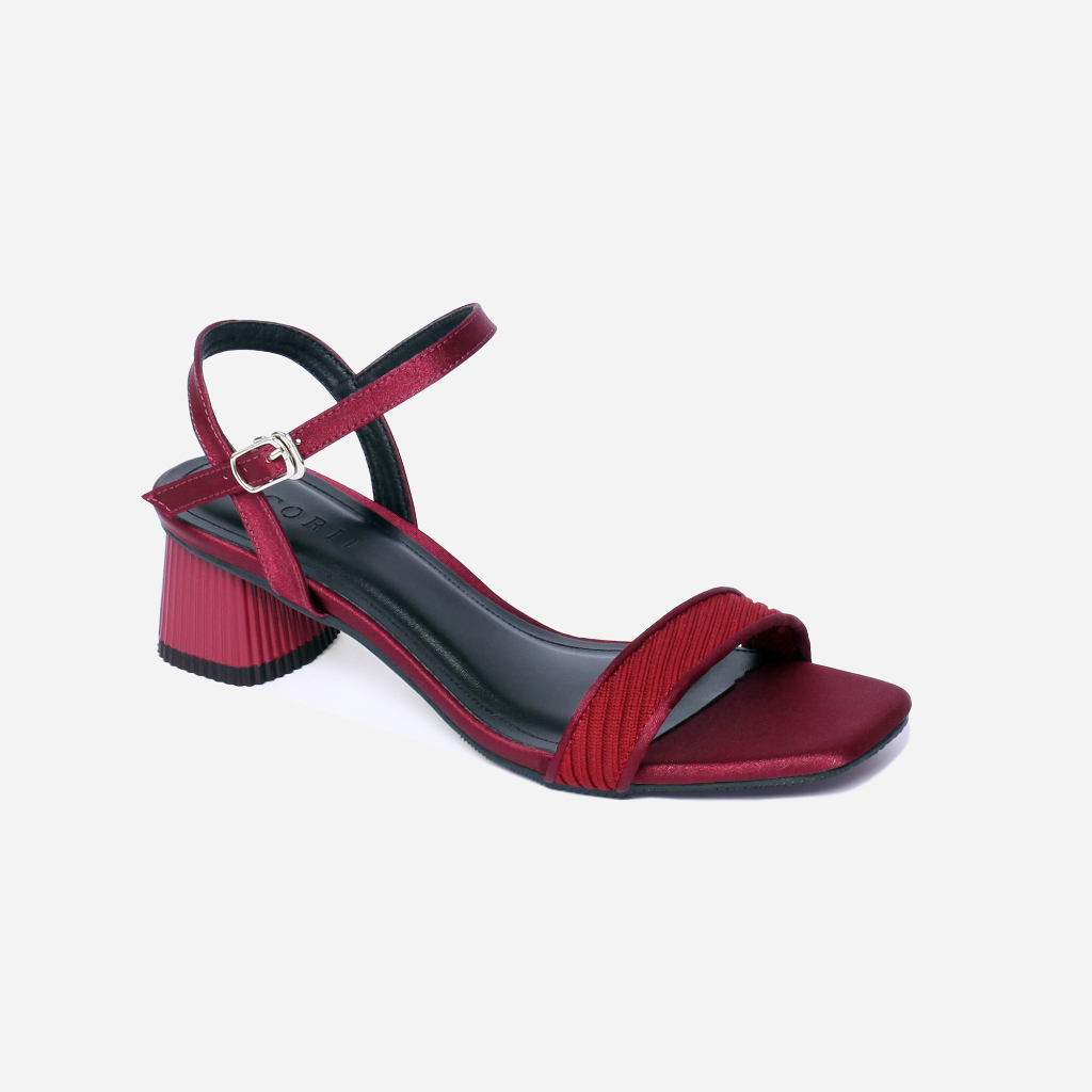 CORII - Giày Sandal Cao Gót Quai Ngang Bản Nhỏ Mũi Vuông Thời Trang và Thoải Mái Nhất - CR6TE25 Đỏ