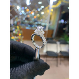 Nhẫn Bạc Cao cấp S925. Mẫu nhẫn HaLo đính kim cương nhân tạo đai nhẫn baguget. Chất liệu bạc ý
