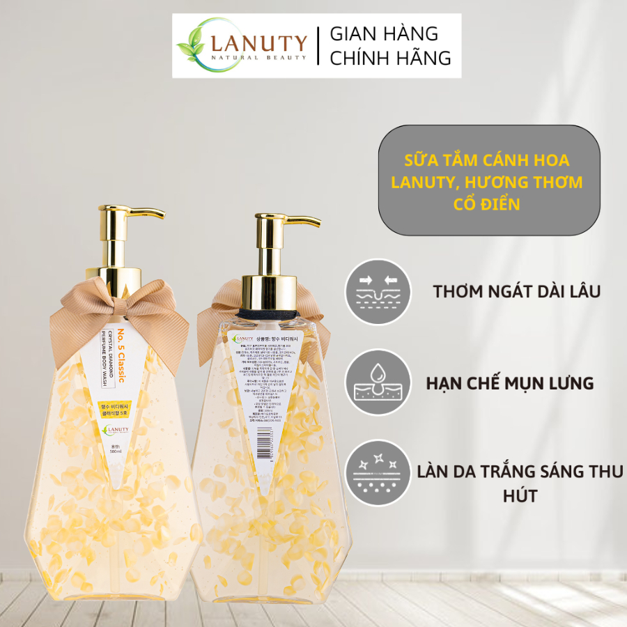 Sữa tắm dưỡng trắng da LANUTY - Hương nước hoa Ngọt ngào & Quyến rũ và thơm lâu 500ml