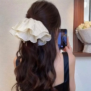 Dây Cột Tóc Vải Voan Rũ Cỡ Lớn Retro Hàn Quốc Tiểu Thư Thanh Lịch
