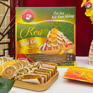 Hộp Kẹo Trái Cây Ngũ vị bao gồm Xoài, Me, Mãng Cầu, Mít, Khóm Senfarm - Đặc Sản Đồng Tháp