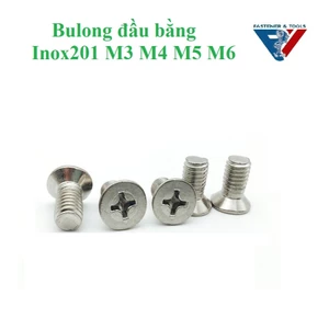50 cái M3 ,M4,M5,M6 vít pake đầu bằng thân bulong inox201 M3-M6