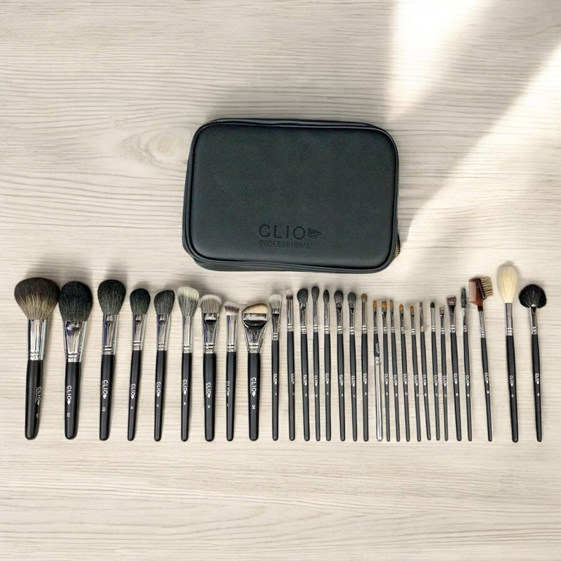Bộ Cọ Makeup CLIO 30 Cây Chuyên Nghiệp – Lông Mềm Mịn, Đủ Cọ Mặt & Mắt – Kèm Túi Cao Cấp