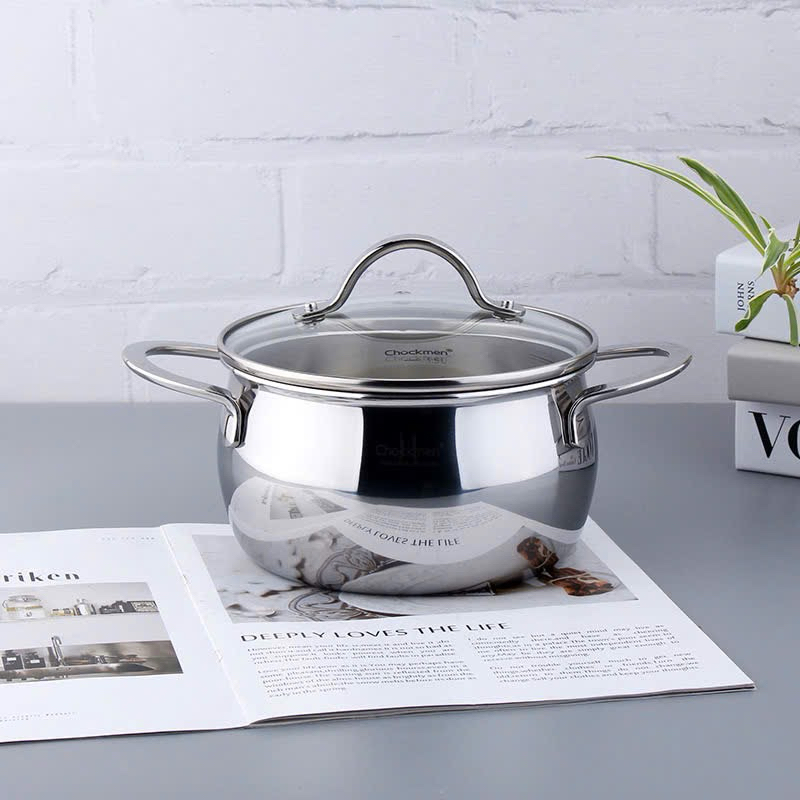 Nồi Bầu KINSGEM by Chockmen Inox 18/10 Cao Cấp Nồi Nấu Canh Nấu Mỳ Luộc Rau Củ Quả Dùng Bếp Từ