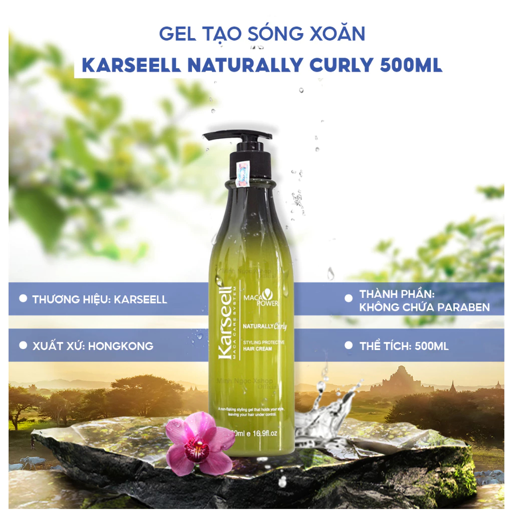 Gel Giữ Nếp Tóc Xoăn Karseell Curly Cream [Chính Hãng] Tạo Kiểu Dưỡng Tóc Uốn Xoăn, Gel Vuốt Tóc Nữ 500ml