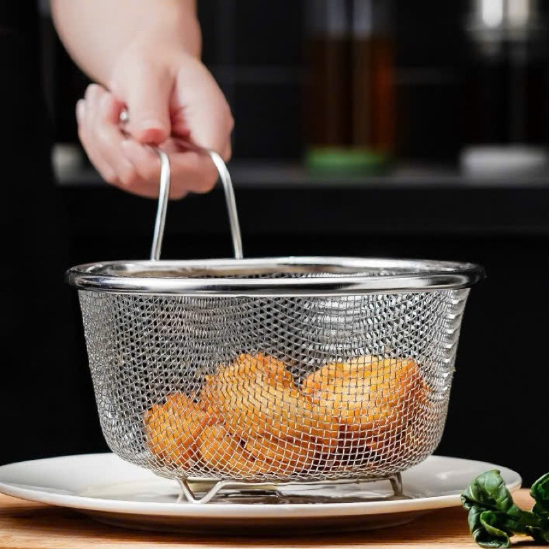 Vớt Trụng KINSGEM by Chockmen Inox Dày Dặn Vớt Rau Mỳ Lưới Chiên Ráo Dầu Đa Năng Dùng Nhà Bếp