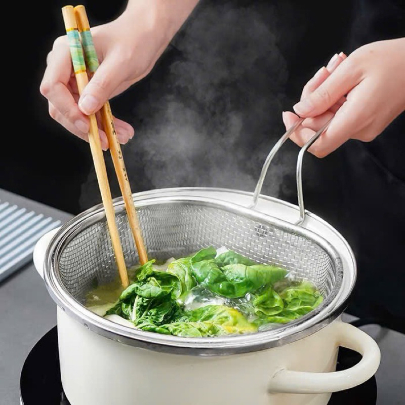Vớt Trụng KINSGEM by Chockmen Inox Dày Dặn Vớt Rau Mỳ Lưới Chiên Ráo Dầu Đa Năng Dùng Nhà Bếp