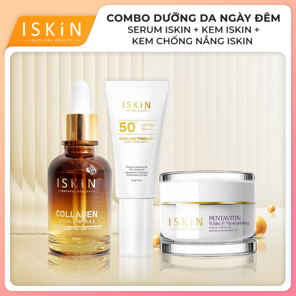 Combo 1 Serum Dưỡng Trắng Mờ Thâm ISKIN + 1 Kem Dưỡng Trắng Mờ Thâm ...