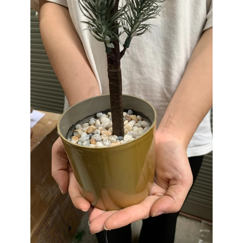 Cây thông mini để bàn lá PE  giống thật gắn nhiều chi tiết đẹp trang trí Noel Giáng Sinh