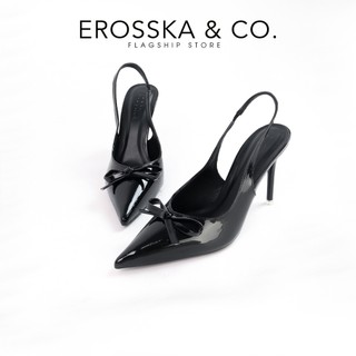 Erosska - Giày cao gót slingback mũi nhọn phối nơ kiểu dáng sang trọng màu đỏ 10cm - EH054