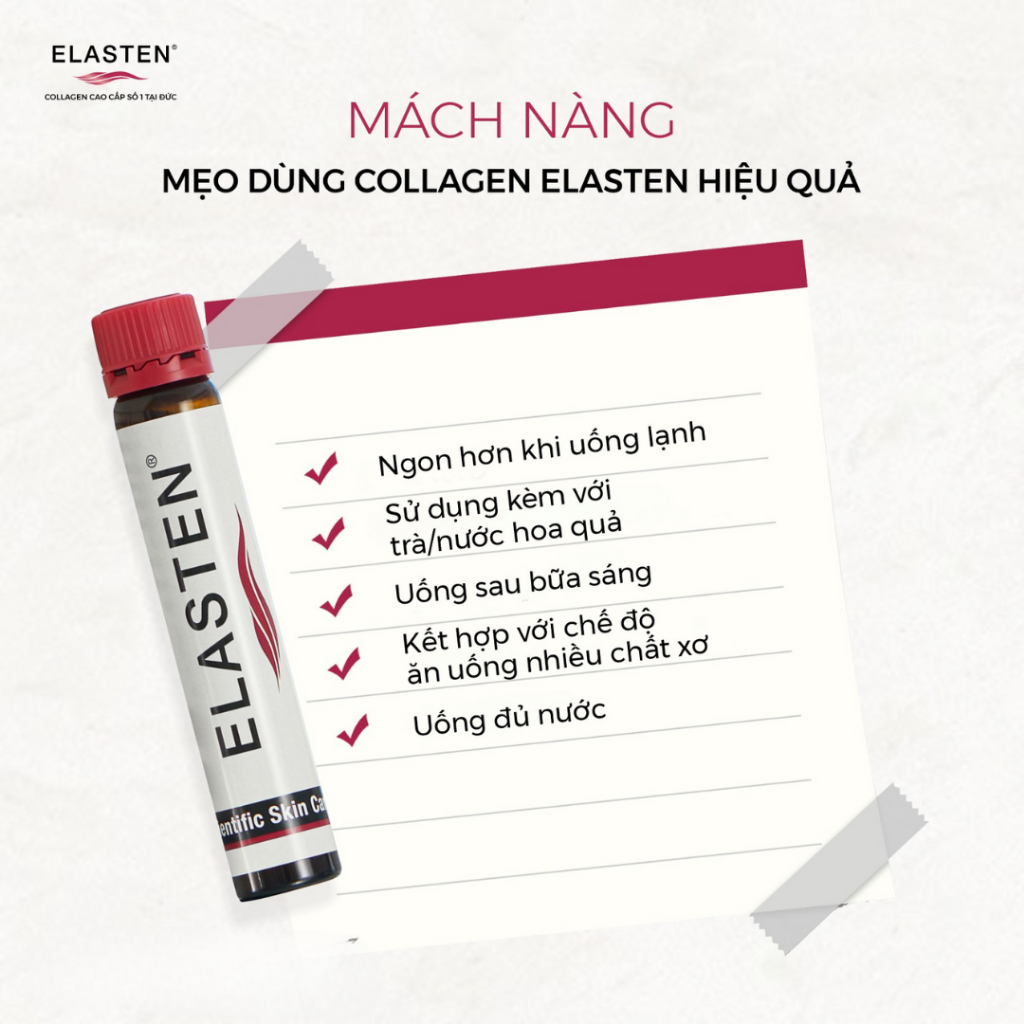 Ảnh Collagen Elasten Giúp Da Căng Mịn Tăng Đàn Hồi Giảm Lão Hóa Tóc Chắc Khỏe Hộp 28 ống 25ml 3