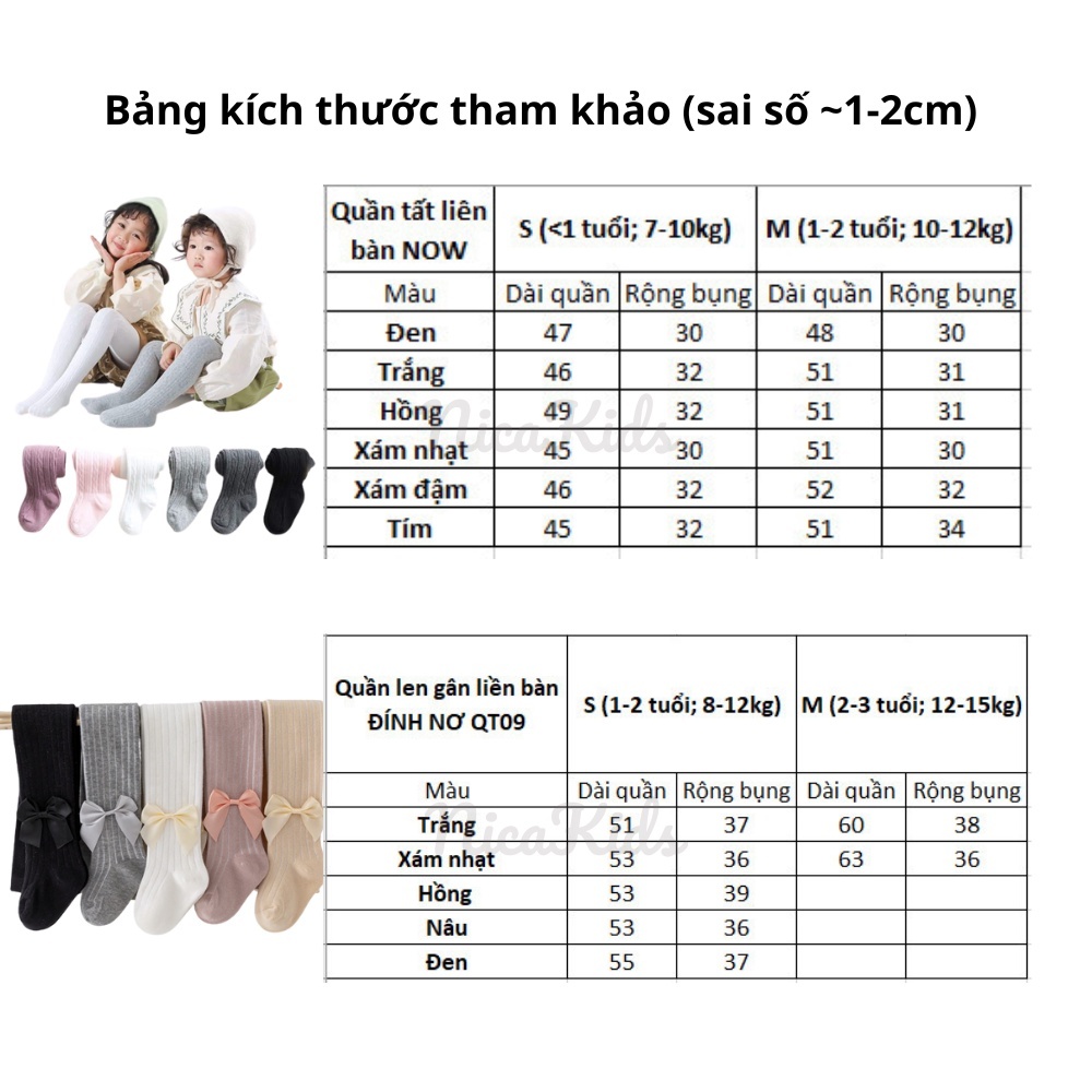 Quần tất LEN GÂN ĐÍNH NƠ cho bé gái 0-1tuổi mesocshop