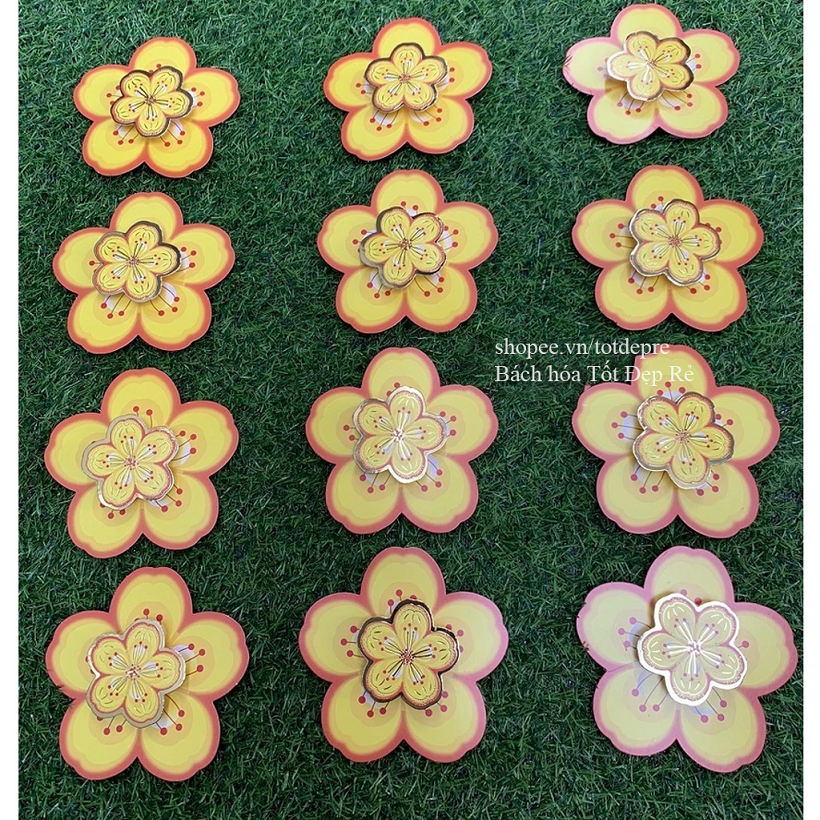 Decal hoa đào hoa mai 3D cỡ lớn dán cửa kính dán tường trang trí Tết