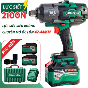 Máy Siết Bulong Workfix WF-IW2100PRO Lực Siêu Khủng 2100N Vặn Mở Đai Ốc Lớn - Auto Stop - Không Chổi Than