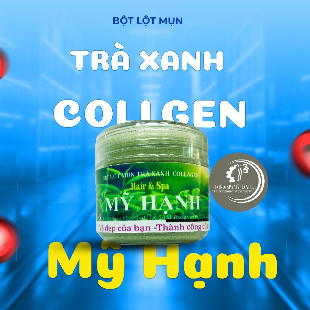 Bột lột mụn trà xanh collagen Mỹ  Hạnh ,làm sạch mụn cám ,mụn đầu đen ,chất bả nhờn ,50g