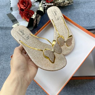 Dép Kẹp Nữ Đính Nơ,Dép Xỏ Ngón Kim Tuyến Dây Mảnh 2 Màu .