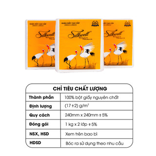 Giấy ăn Silkwell Sếu 1kg K240 hàng cao cấp 2 lớp siêu dai, dày thấm hút tốt, hàng chính hãng cao cấp