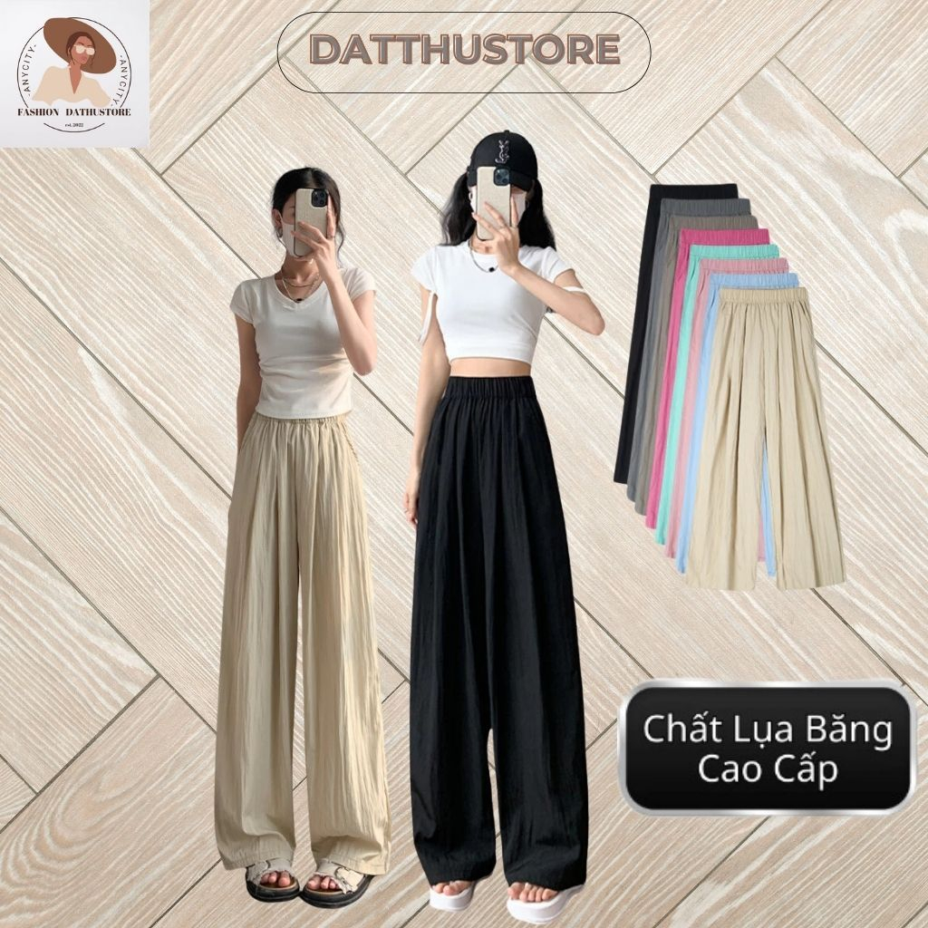 Quần Ống Rộng Cạp Chun  DATTHUSTORE Quần Nữ Chất Đũi Nhoăn Nữ Có Thể Mặc Đi Làm Đi Chơi ( MS55 )