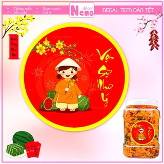 Tem Dán Tết 2026, Decal Dán Vạn Sự Như Ý, Tem Tết H.Tròn Decor Trang Trí Hộp Quà, Giỏ Quà, Hộp Bánh, Kẹo, Mứt Ngày Tết.