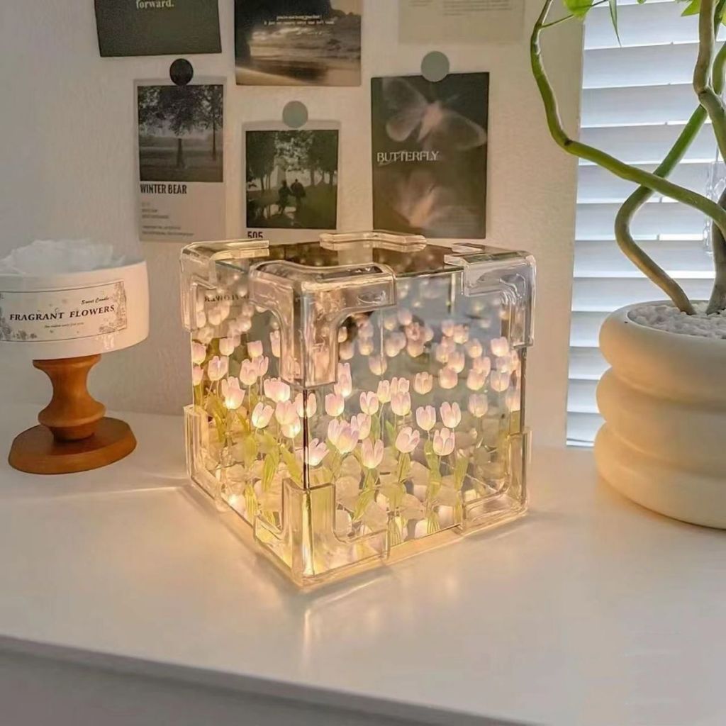 đèn ngủ led hoa tulip 