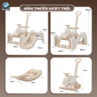 [Kèm Máy Phát Nhạc] Ngựa Bập Bênh Pakey Đa Năng Mới, Kèm Xe Thú Nhún Cao Cấp + Cầu Trượt, Bảo Hành Uy Tín