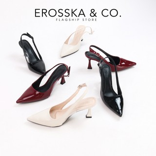 Erosska - Giày cao gót nữ dáng Slingback mũi nhọn kiểu dáng thanh lịch màu đỏ đô 8cm - DOI55