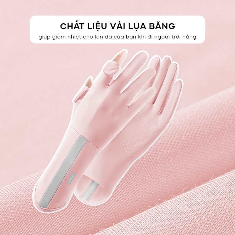 Bao Tay Nữ Chống Nắng UV Mát Lạnh Đệm Silicon Chống Tuột Upper You, Mở Đầu Ngón Tay - GLF01