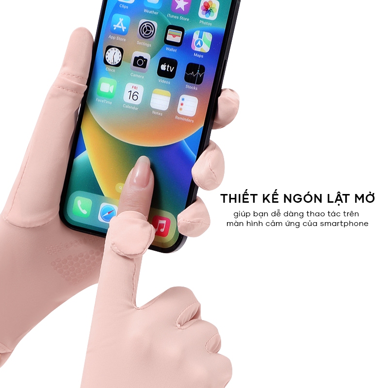 Bao Tay Nữ Chống Nắng UV Mát Lạnh Đệm Silicon Chống Tuột Upper You, Mở Đầu Ngón Tay - GLF01