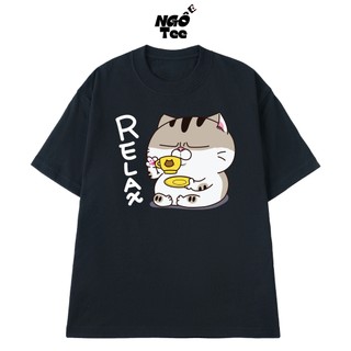 Áo Thun NGỐ TEE Sticker Mèo Ami Relax Dễ Thương Vải Cotton 100 Mềm Mịn Thoáng Mát
