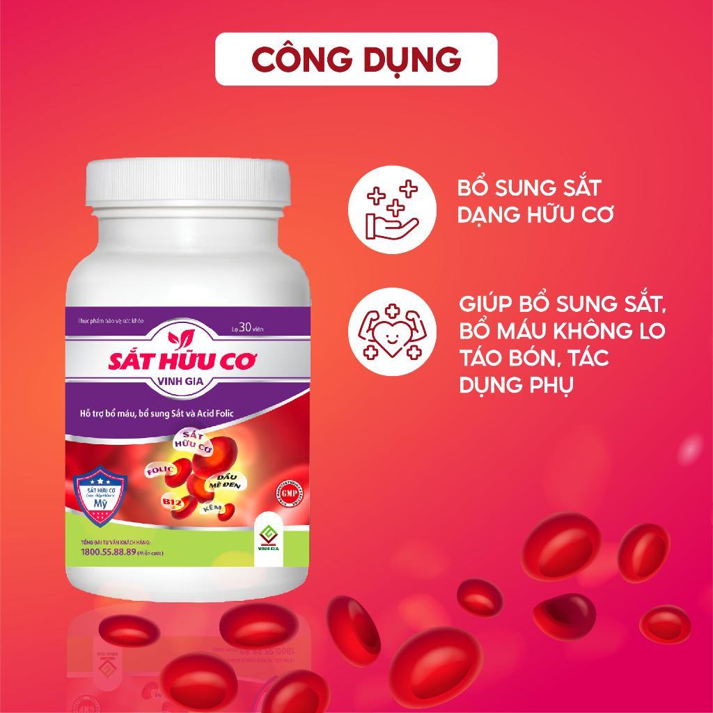 Ảnh Viên Uống Bổ Sung Sắt Không Lo Táo Bón - Sắt Hữu Cơ Vinh Gia Giảm Thiếu Máu (Dùng Cho Mọi Lứa Tuổi) 3