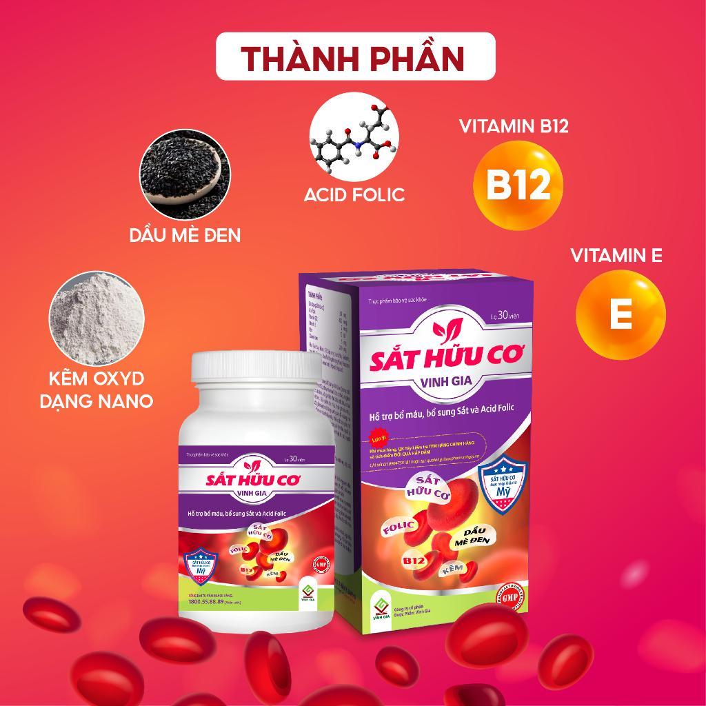 Ảnh Viên Uống Bổ Sung Sắt Không Lo Táo Bón - Sắt Hữu Cơ Vinh Gia Giảm Thiếu Máu (Dùng Cho Mọi Lứa Tuổi) 2