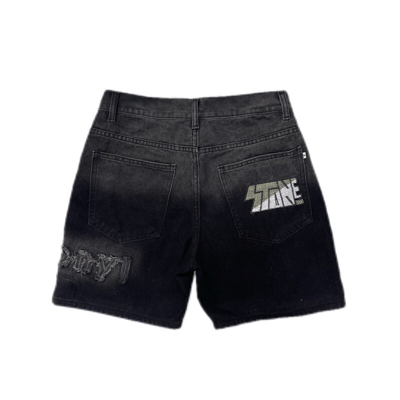 QUẦN SHORT JEANS THÊU CHỮ “Matonyl&Ztone2000” UNISEX NAM NỮ - FORM TRÊN GỐI, TONE ĐEN&KHÓI. Có Túi Menswear | TMTD25