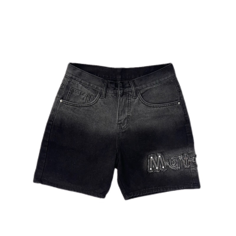 QUẦN SHORT JEANS THÊU CHỮ “Matonyl&Ztone2000” UNISEX NAM NỮ - FORM TRÊN GỐI, TONE ĐEN&KHÓI. Có Túi Menswear | TMTD25
