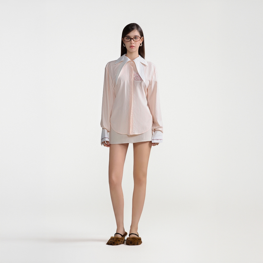 Ảnh Dear José - Áo sơ mi cổ cánh bướm sọc cam Fairy Club 1