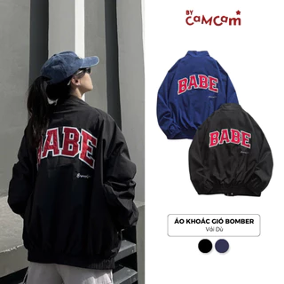 Áo Khoác Gió 𝑩𝒚𝒄𝒂𝒎𝒄𝒂𝒎 Bomber BABE Chữ Thêu Style Đường Phố Âu Mỹ. AKHD011