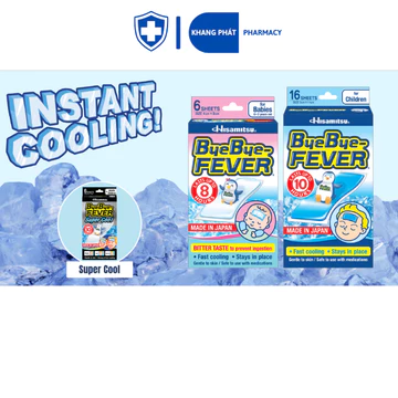 Byebye Fever - Miếng dán hạ sốt cho trẻ sơ sinh, trẻ em và người lớn (HISAMITSU) (Gói 2 miếng) - DATE XEM PHẦN MÔ TẢ
