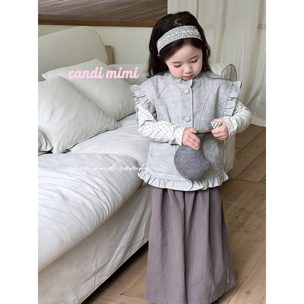 CANDIMIMI Quần sợi cotton cao cấp dáng suông nhún ly eo - Phong cách Hàn Quốc