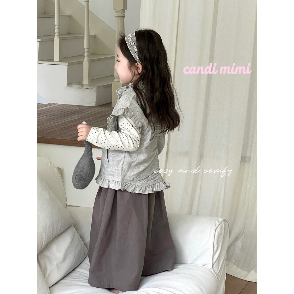 CANDIMIMI Quần sợi cotton cao cấp dáng suông nhún ly eo - Phong cách Hàn Quốc