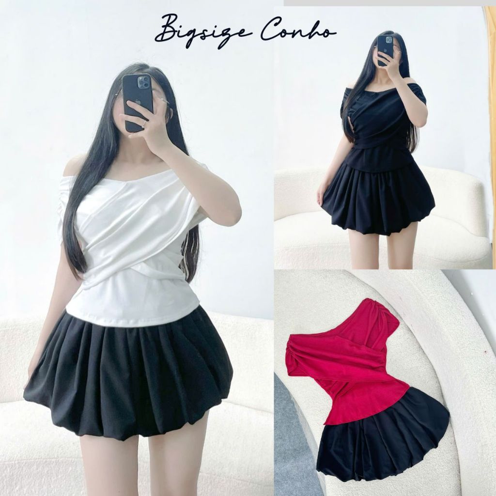 Set Áo Váy Bigsize Nữ Có Quần Bảo Hộ Lên Phom Tôn Dáng Vải Mềm Mại Cho Các Nàng Chubby SET920