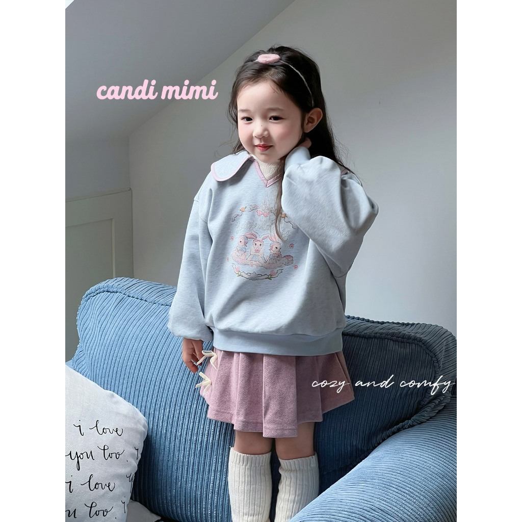 CANDIMIMI Áo sweater thỏ cổ tích - Phong cách Hàn Quốc