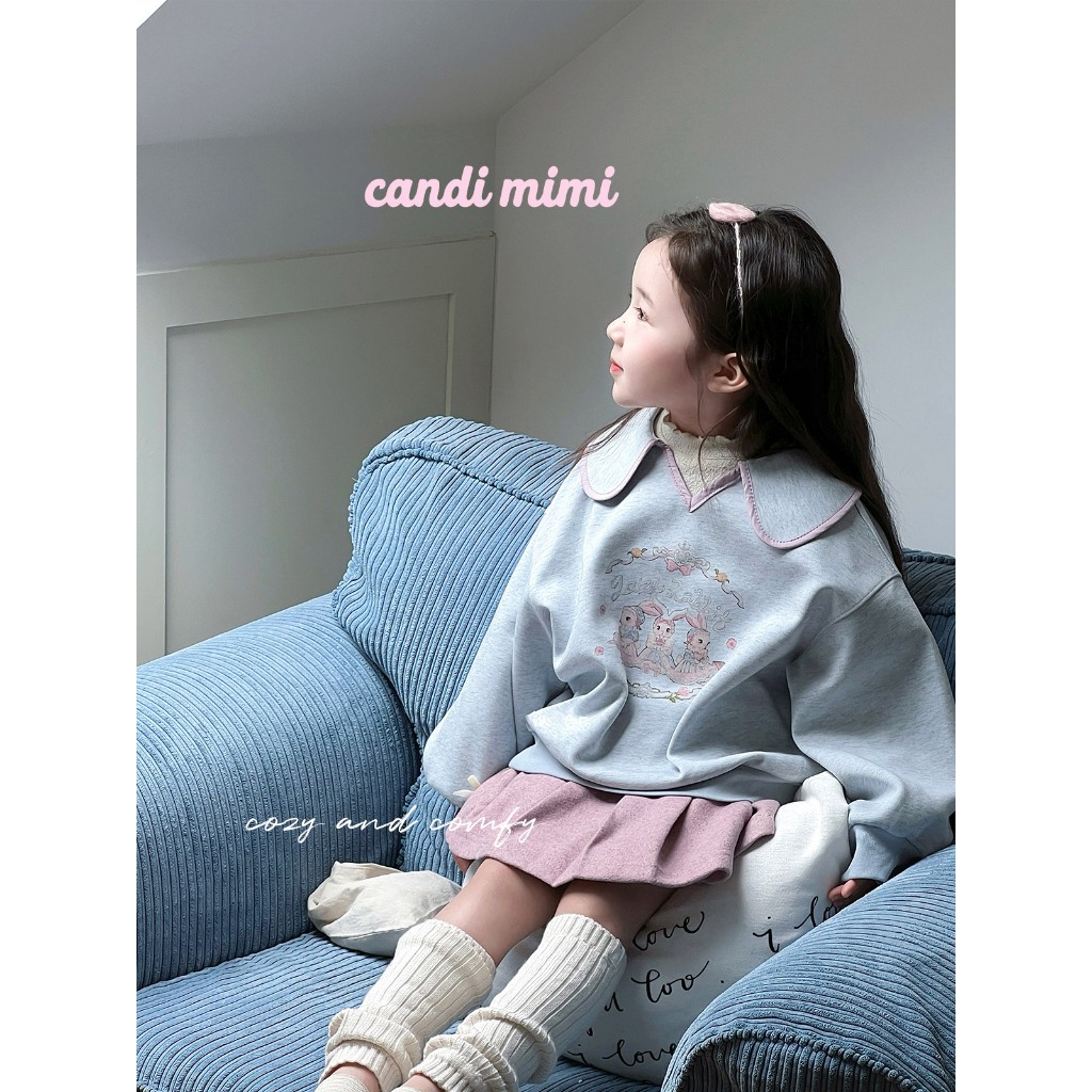 CANDIMIMI Áo sweater thỏ cổ tích - Phong cách Hàn Quốc