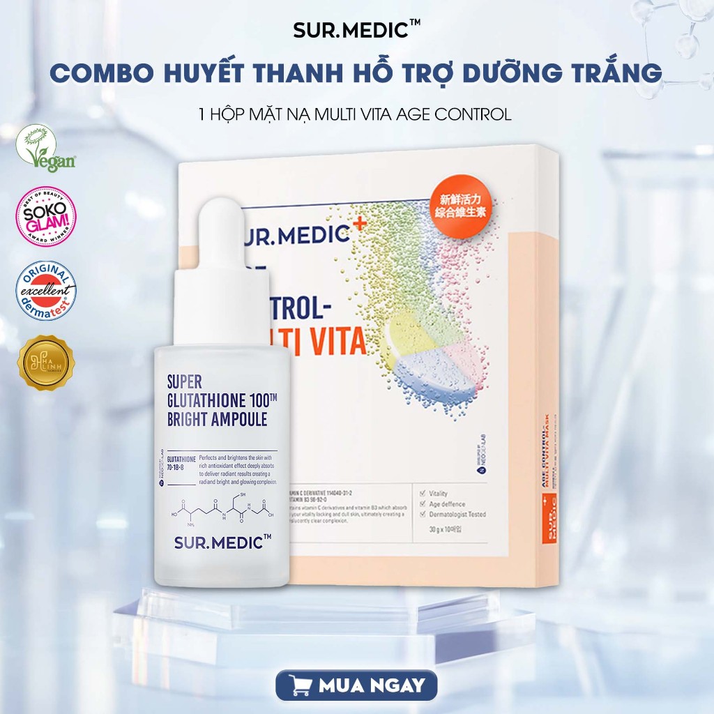 Ảnh Bộ Đôi Tinh Chất Hỗ Trợ Dưỡng Trắng Và Hỗ Trợ Chống Lão Hoá Da SUR.MEDIC Super Glutathione Bright 32ml 3