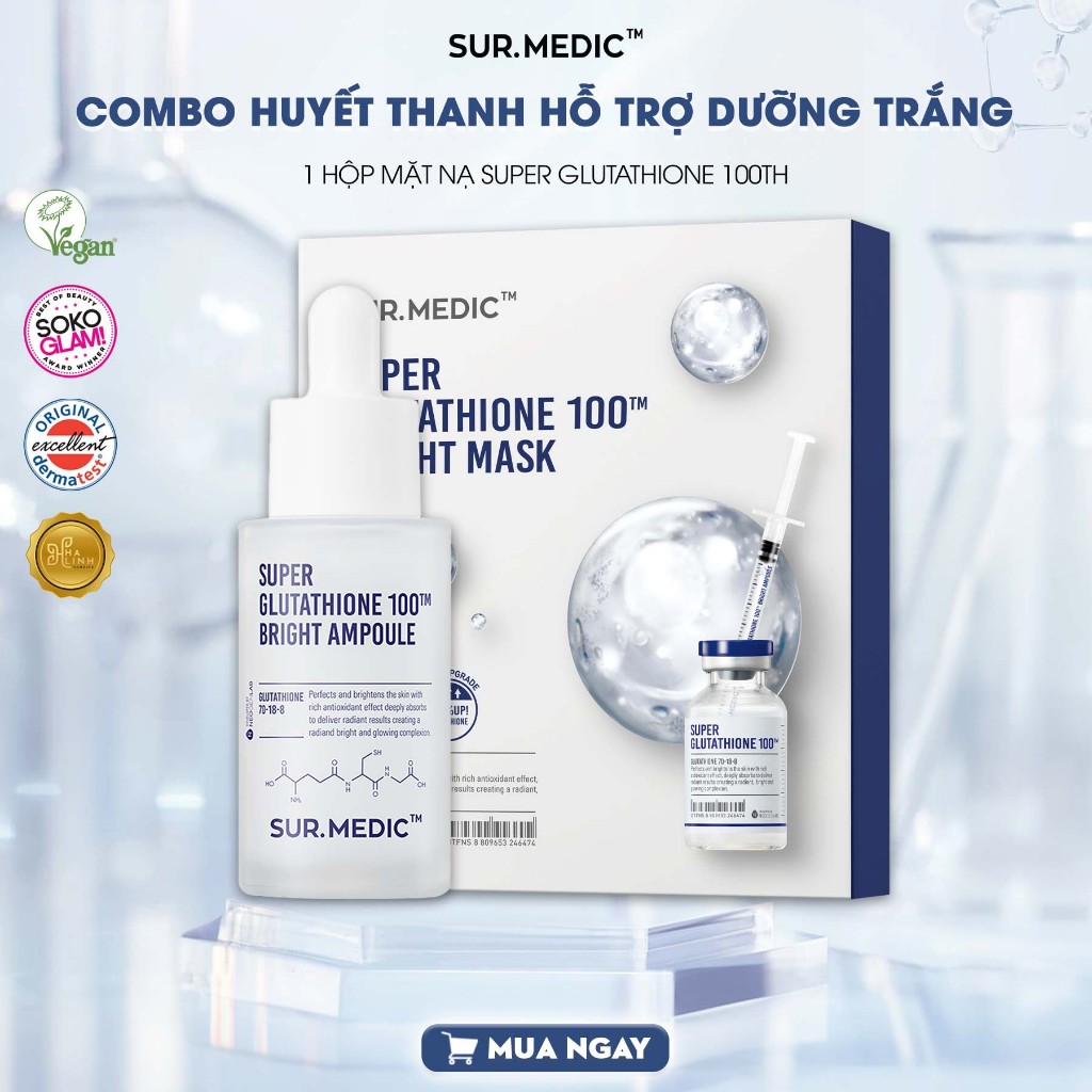 Ảnh Bộ Đôi Tinh Chất Hỗ Trợ Dưỡng Trắng Và Hỗ Trợ Chống Lão Hoá Da SUR.MEDIC Super Glutathione Bright 32ml 2