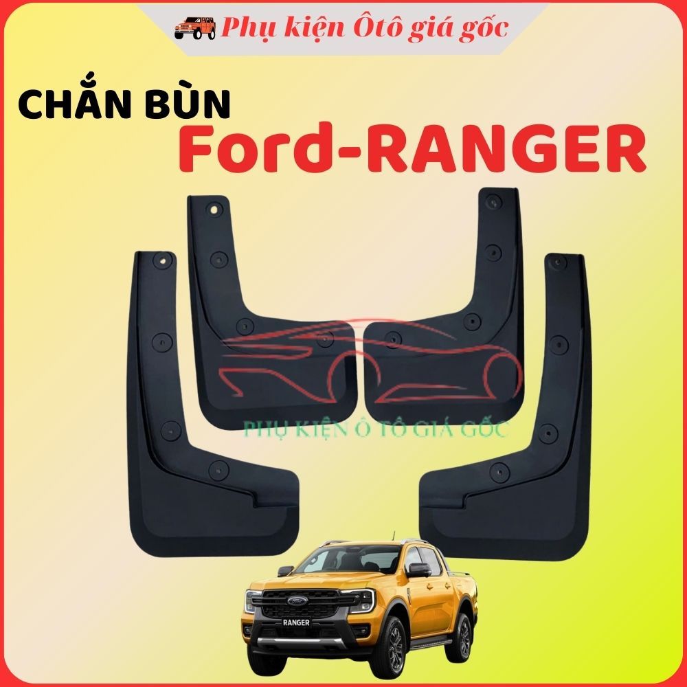 Chắn bùn bánh xe Ford Ranger đời 2024 - HIỆN NAY chất liệu nhựa dẻo bền đẹp, chuẩn khít form xe - 1 BỘ 4 TẤM