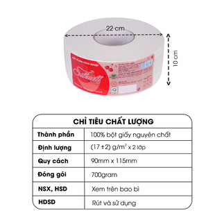 Combo 5 Giấy vệ sinh cuộn lớn Silkwell 700g ,cuộn vệ sinh công nghiệp có lõi giá rẻ hàng chính hãng
